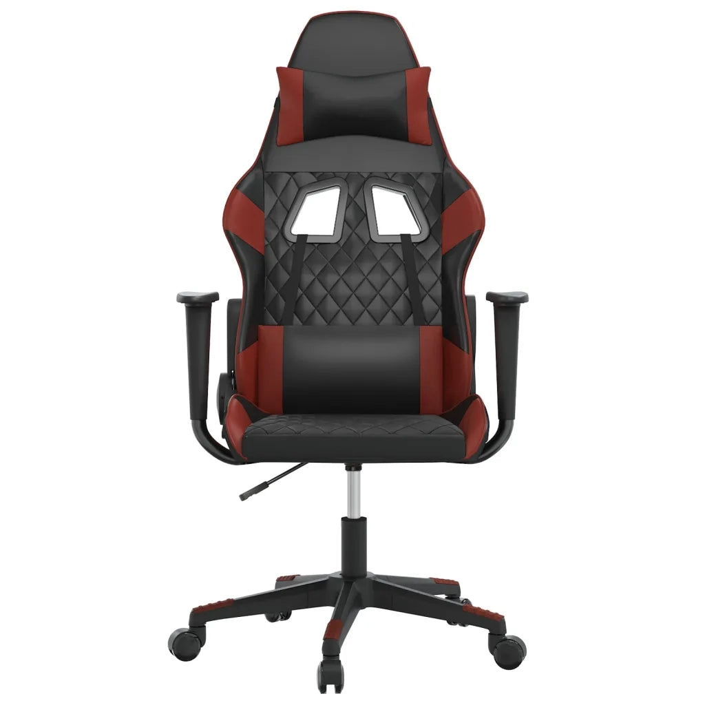 Sedia Gaming | Sedia da e-sports Massaggio Nero e Rosso Vino in Similpelle