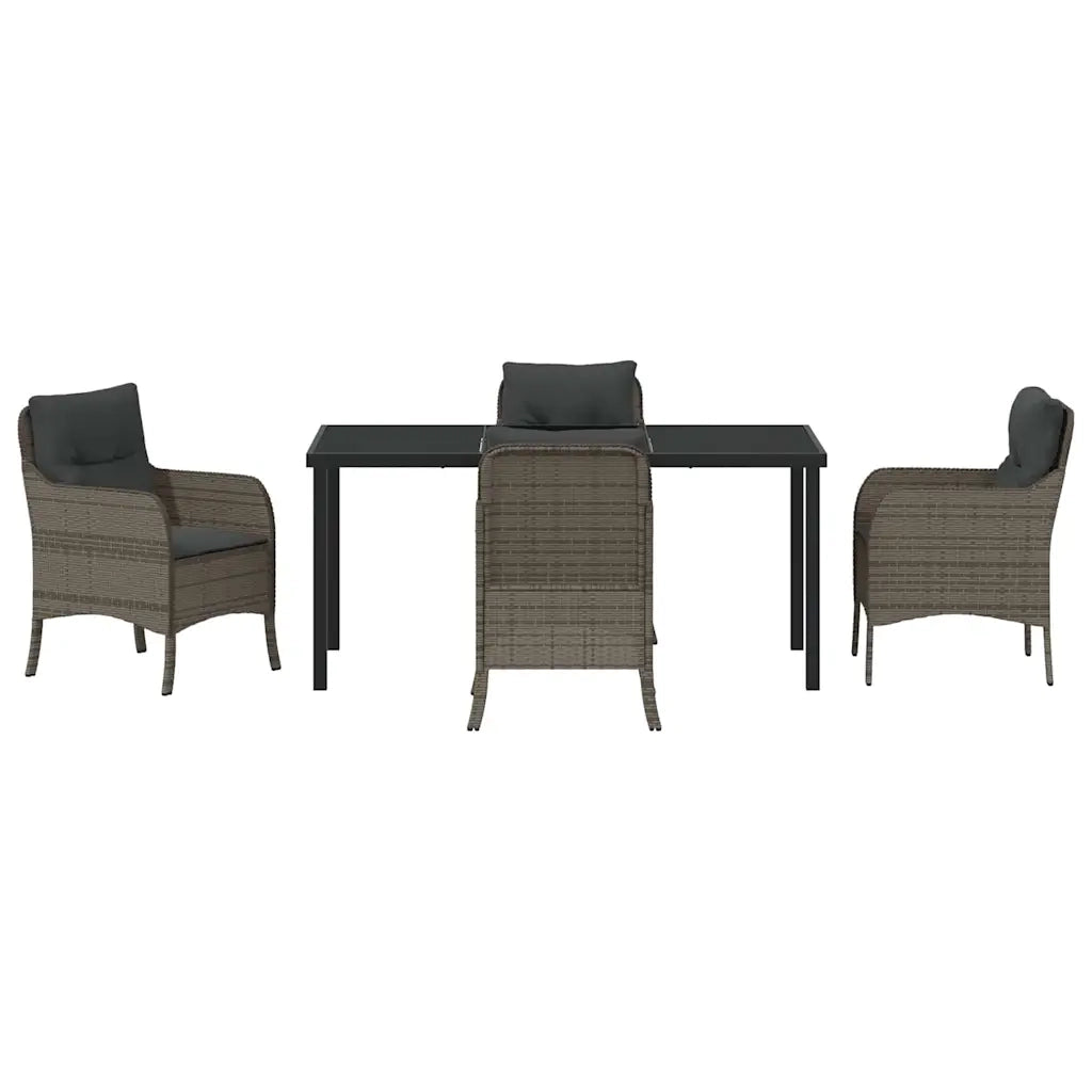 Set da Pranzo per Giardino con cuscino 5 pcs Grigio polyrattan 3380165