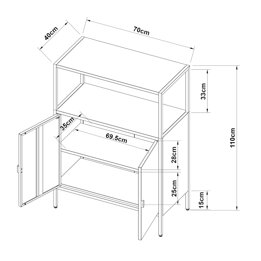Armadio da Ufficio Hailuoto per Archivio 110 x 70 x 40 cm Acciaio Grigio chiaro [en.casa]
