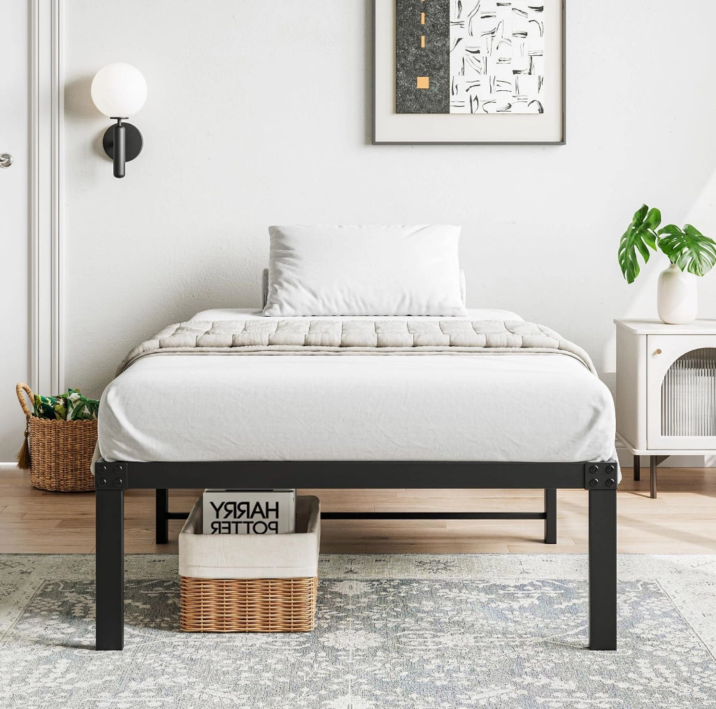 Struttura letto in metallo 90x200 cm con spazio sottostante e montaggio facile