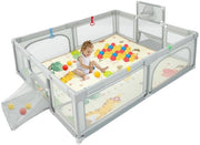 Box opvouwabile per bambini, con 50 palline e cuscino, area di esplorazione per bambini con portapacchi (205 x 145 cm x 69 cm, grigio chiaro)