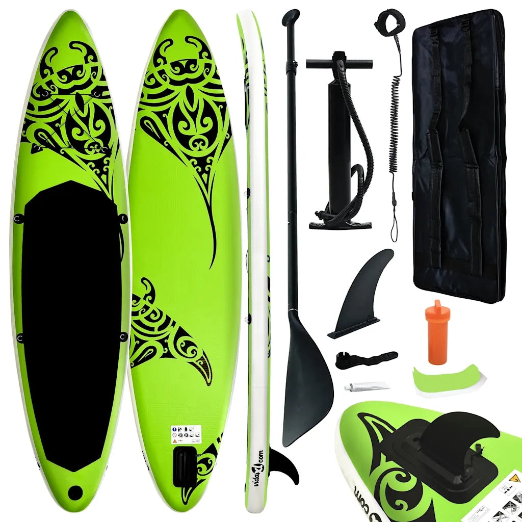 Set Tavola Gonfiabile da SUP 305x76x15 cm Verde 92740