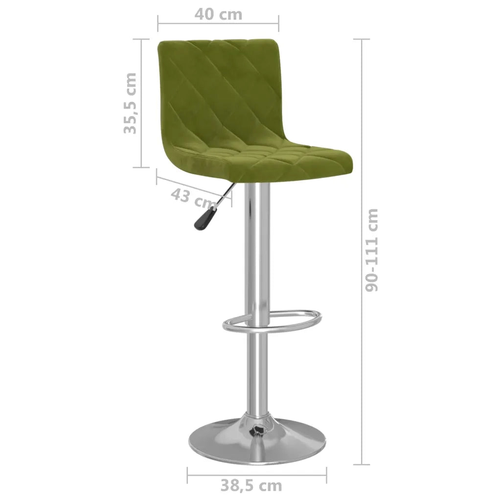 vidaXL Sgabelli da Bar 2 pz Verde Chiaro in Velluto