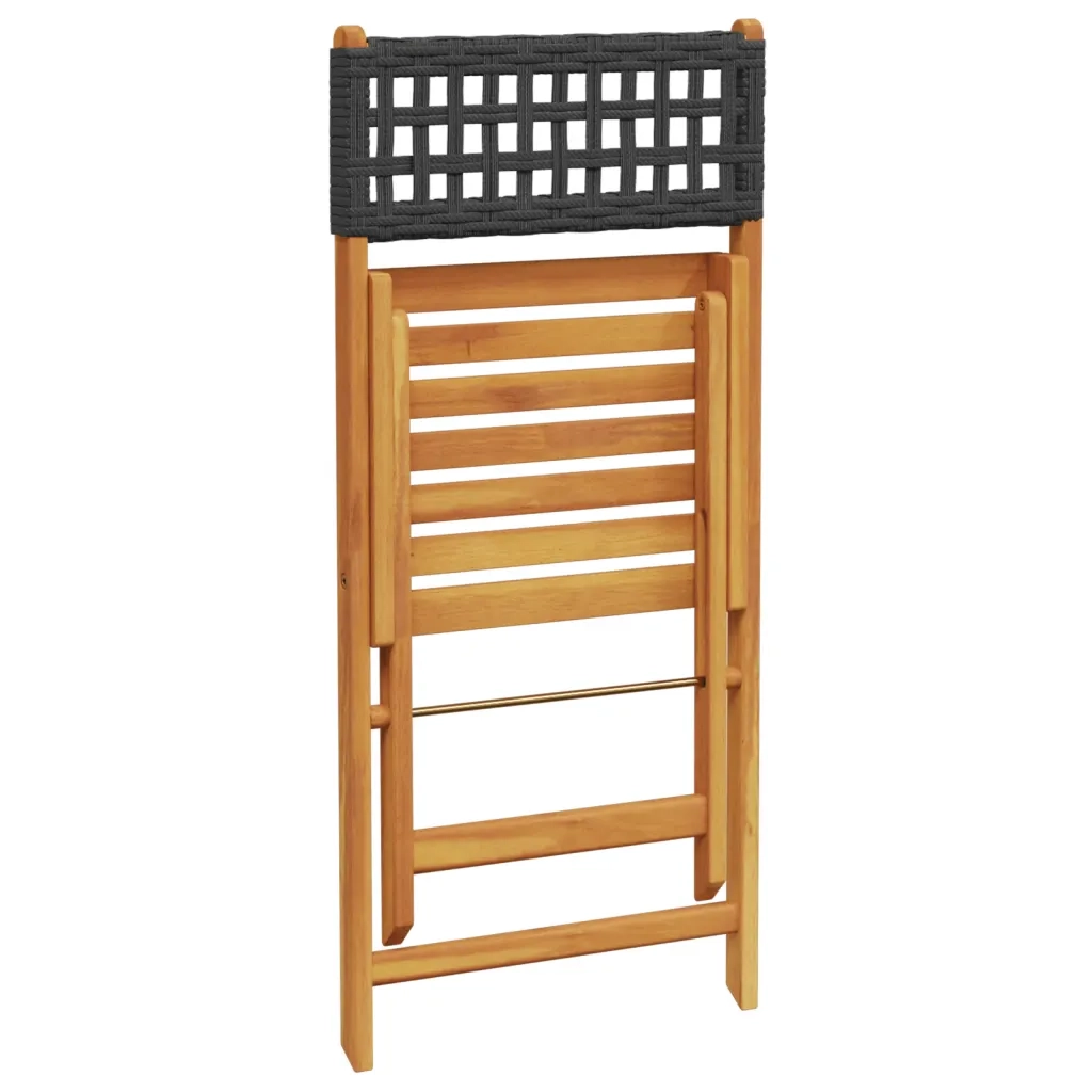 Set da Pranzo per Giardino 5pz Nero Polyrattan e Legno Massello 3281766