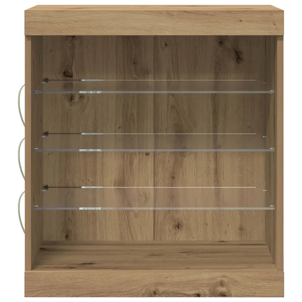 Madia LED con strisce LED Rovere artigianale 60,5 x 37 x 67 cm 863043