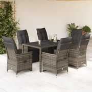 vidaXL Set Bistrò da Giardino 7 pz con Cuscini in Polyrattan Grigio