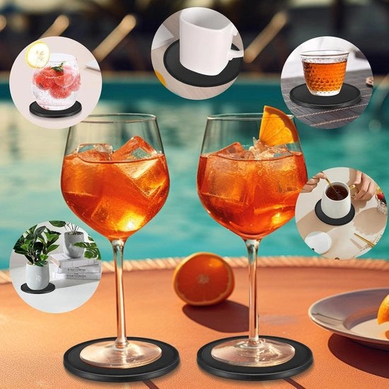 Set di Supporti in Silicone - 3 pezzi - Rondi e Neri - Protezione contro le Marcature e l'Umidità - Anti-slip - Per Caffè, Birra e Vino - Per Casa e Bar