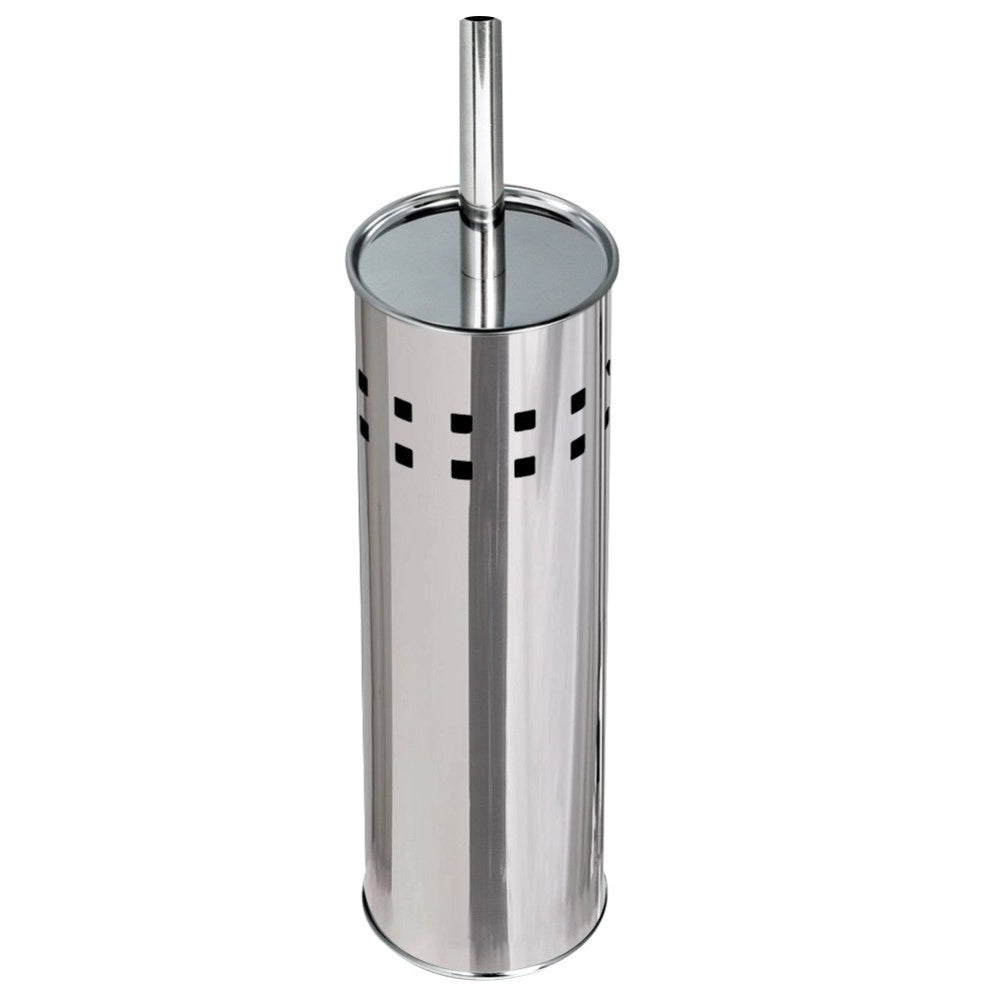 Trade Shop - Portascopino Con Spazzolone Wc Cilindro In Acciaio Inox 26x10cm Accessori Bagno -