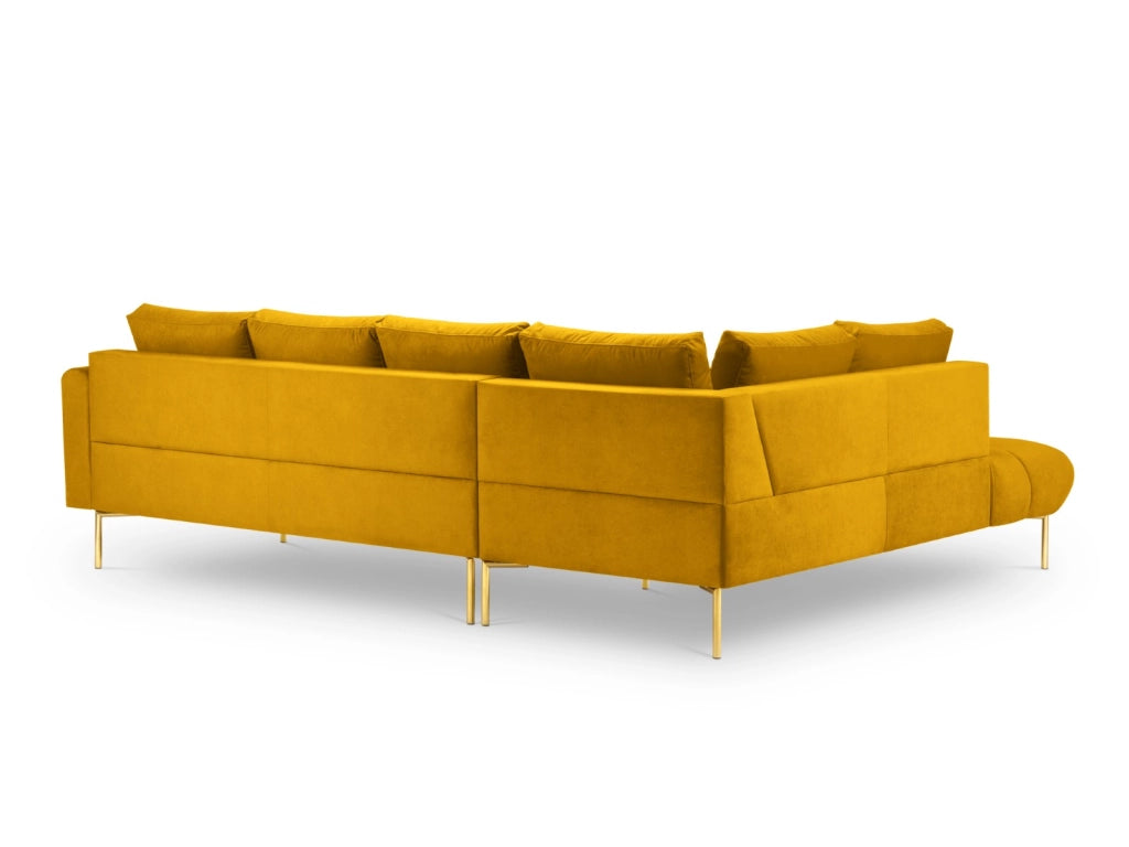 Cosmopolitan Design - Divano angolare sinistro "Hastings" 5 posti in velluto giallo 