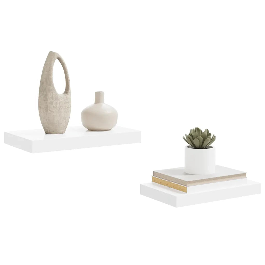 Scaffali a Parete 2 pz Bianco Lucido 40x23x3,8 cm in MDF cod mxl 46147