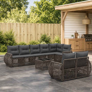 Set Divano da Giardino 9 pz Grigio e Grigio Scuro polyrattan 3435482