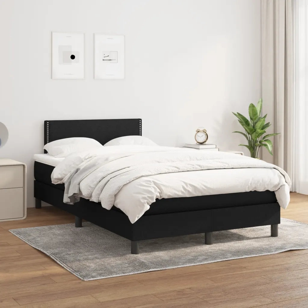 Giroletto a Molle con Materasso Nero 120x190 cm in Tessuto