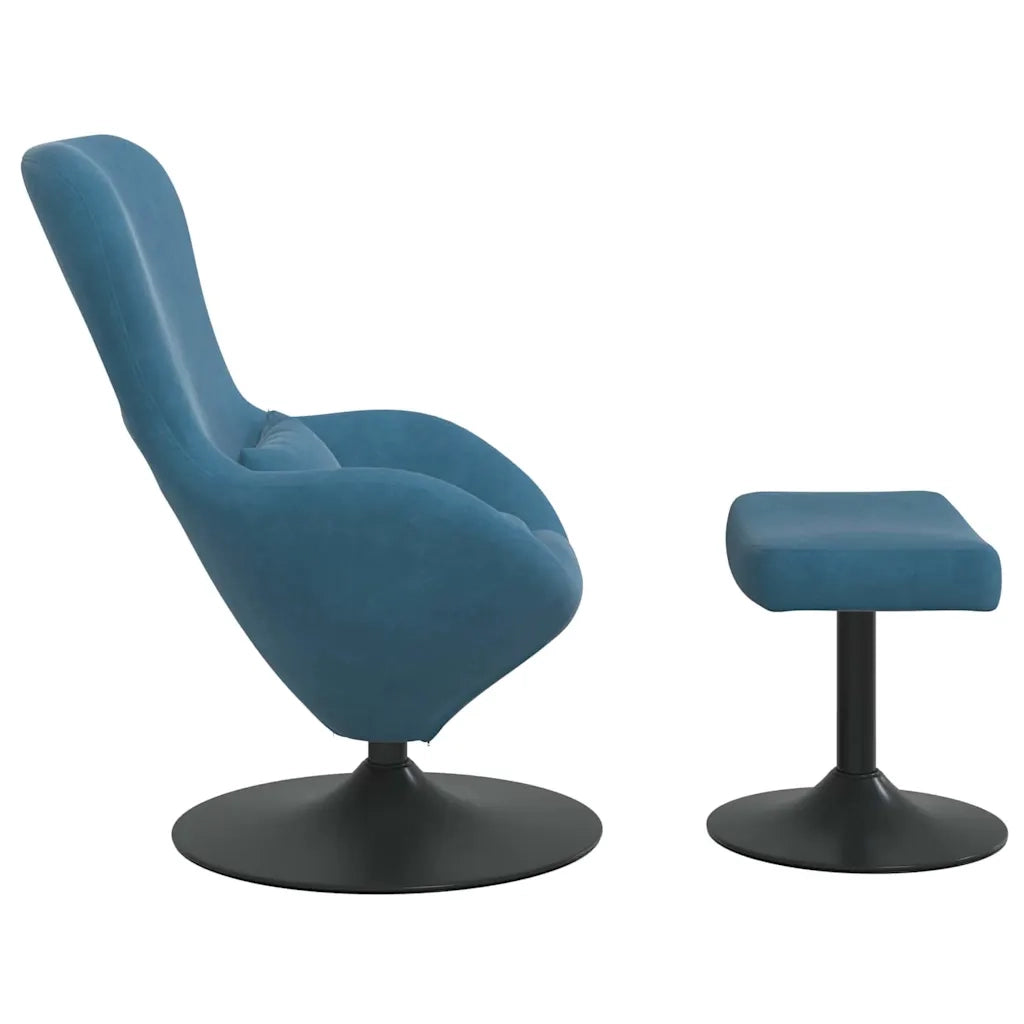 Sedia Egg con Pouf with Footstool Blu Velluto 42002743