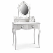 MA MAISON TOELETTA BIANCA IN LEGNO 75X40X70 CM CON SPECCHIO E 4 CASSETTI A CUORE, VANITY TABLE SHABBY CHIC PER CAMERETTA