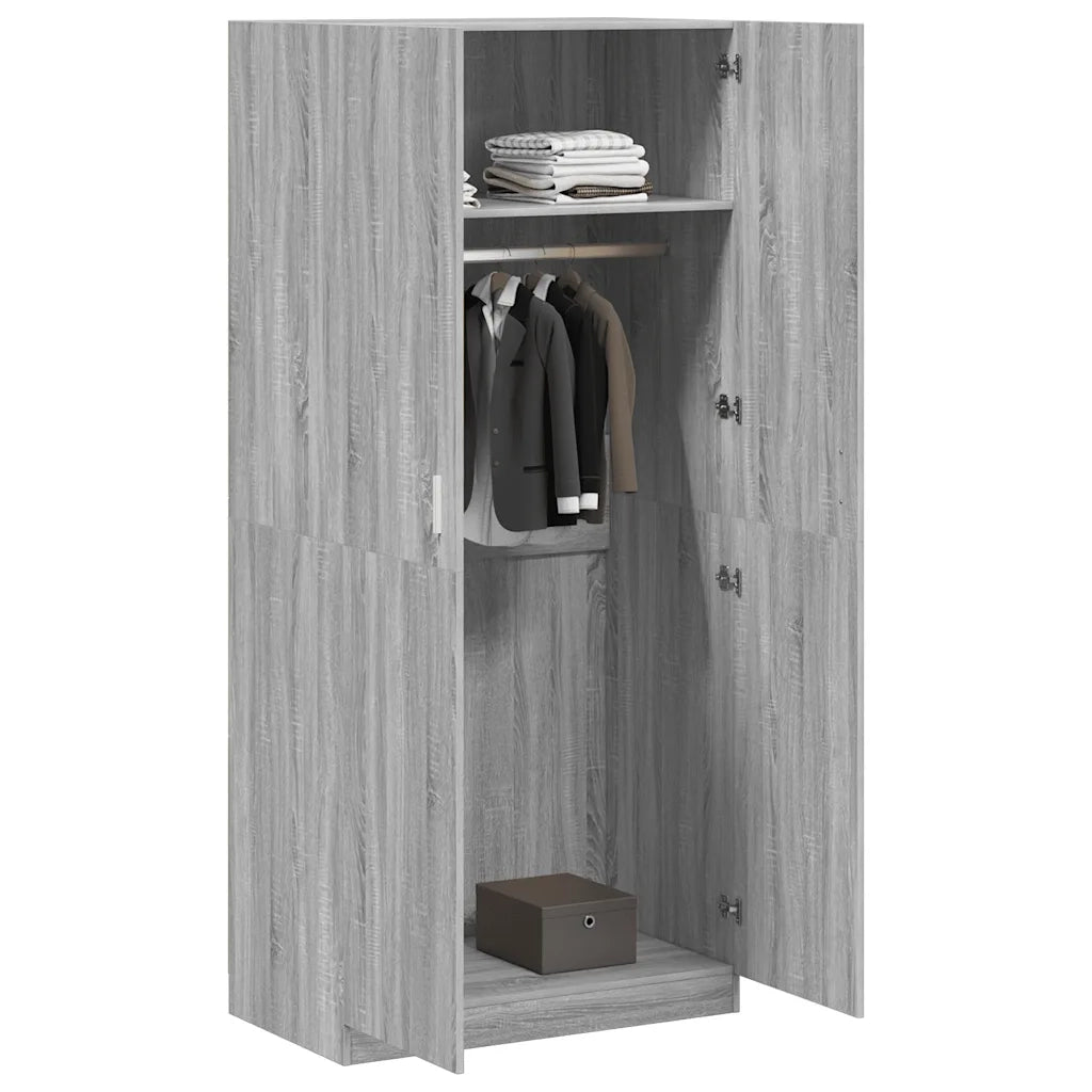 Armadio Grigio Sonoma 90x52x200 cm in Legno Multistrato cod mxl 65009