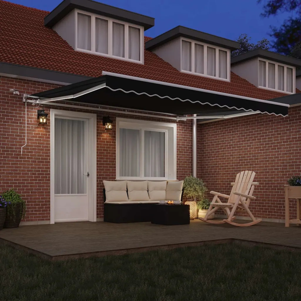 Tenda Retrattile Nero 400 × 350 cm Poliestere e Metallo 3330778