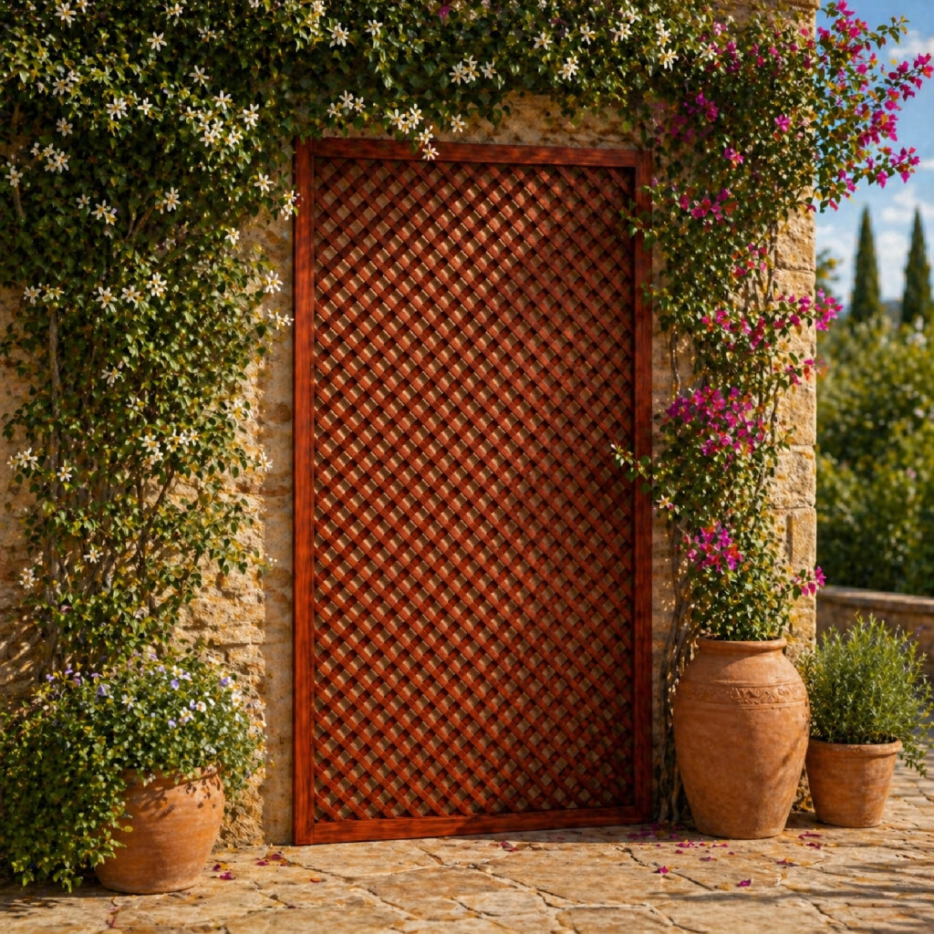 Traliccio Divisorio In Legno Di Pino Per Giardino Balcone E Terrazza Pannello Grigliato Per Piante Rampicanti Privacy Outdoor Design Decorativo 90 x 183 Cm Legno Scuro