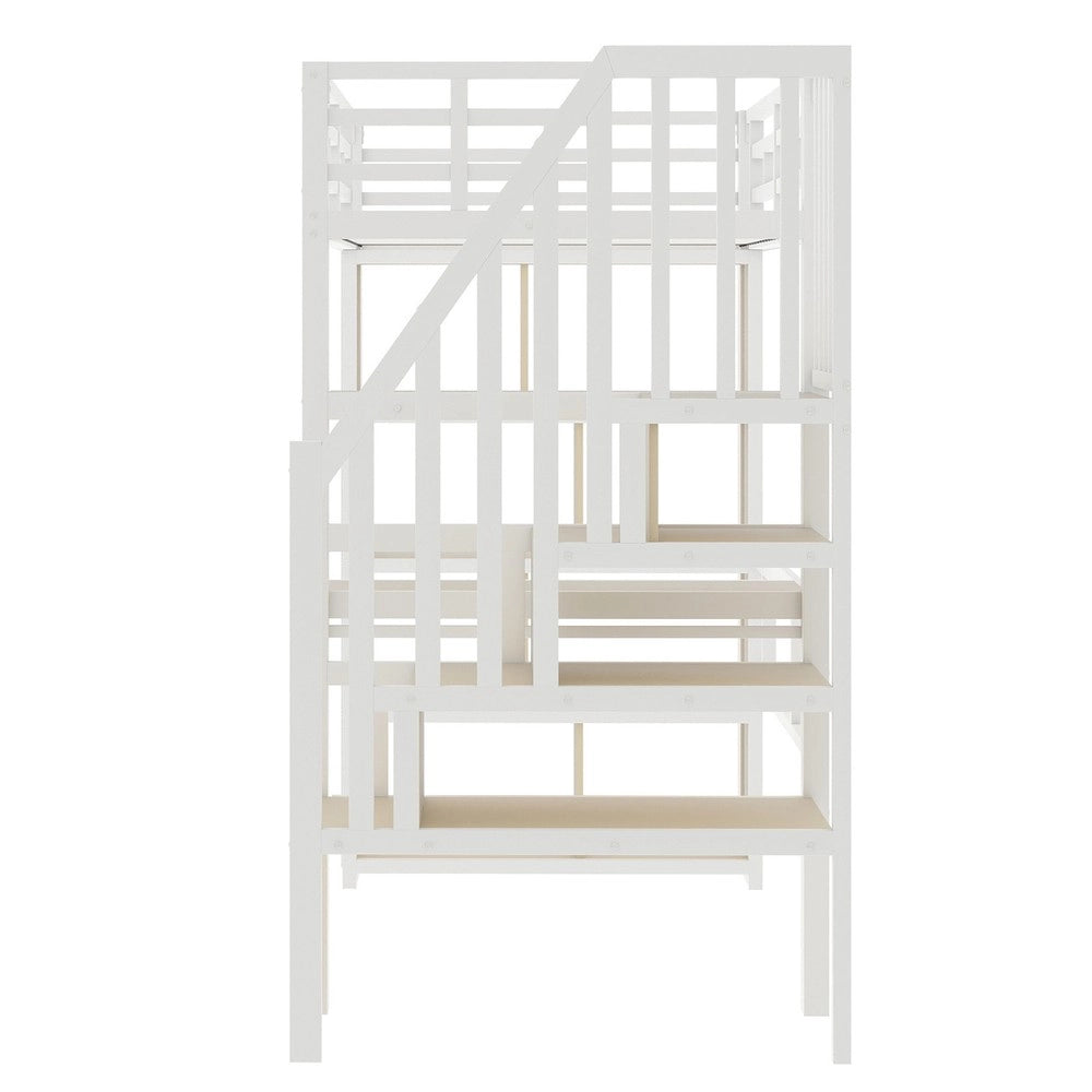 Letto a Soppalco con Scrivania e LED ¨C Xylo ¨C Metallo Bianco 90x200