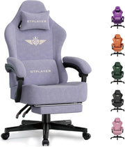Sedia da gioco, traspirante, sedia da ufficio, ergonomica, in tessuto di alta qualità, ergonomica, schienale regolabile a 160° e poggiapiedi estraibile, carico 180 kg,colore: viola macaron