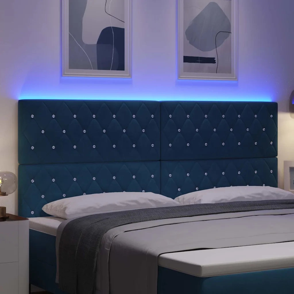 Testiera LED con strisce LED Blu Scuro 200 cm Velluto 3338382