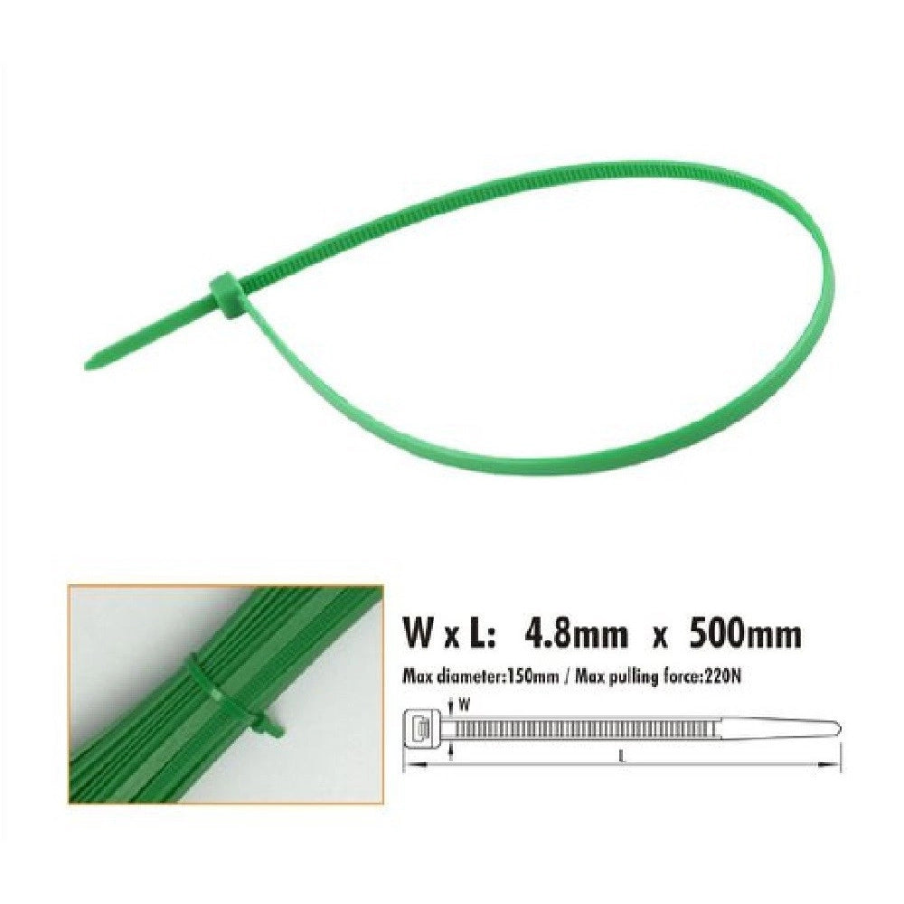 Trade Shop - Set 20 Pz Fascette Cavi Cavo Verde Stringenti In Plastica Nylon 4.8x500mm 92401 -