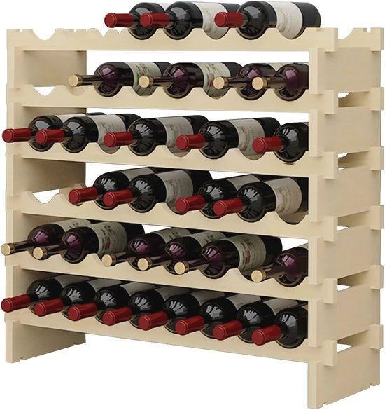 Wine Rack 6 Livelli Modulare per 48 Bottiglie - Deposito di Vino in Legno Stiviale