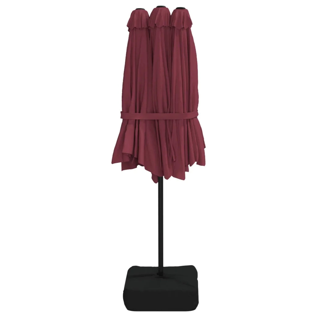 Ombrellone a Doppia Testa con LED-Ombrello da giardino Rosso Bordeaux 449x265 cm