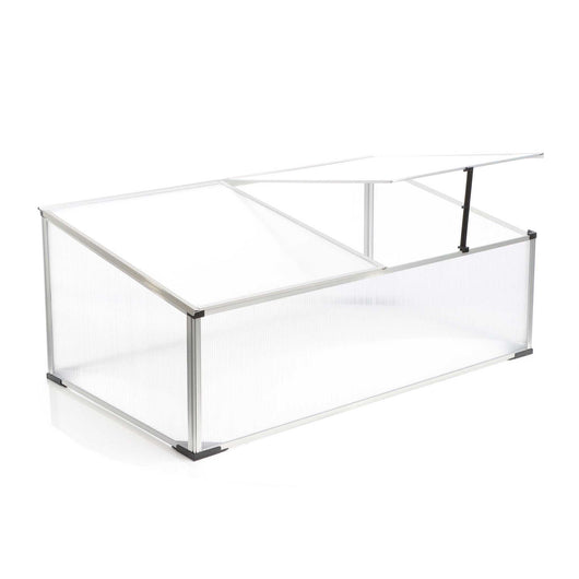 Mini serra in policarbonato trasparente e alluminio 100x60x40cm, tetto apribile