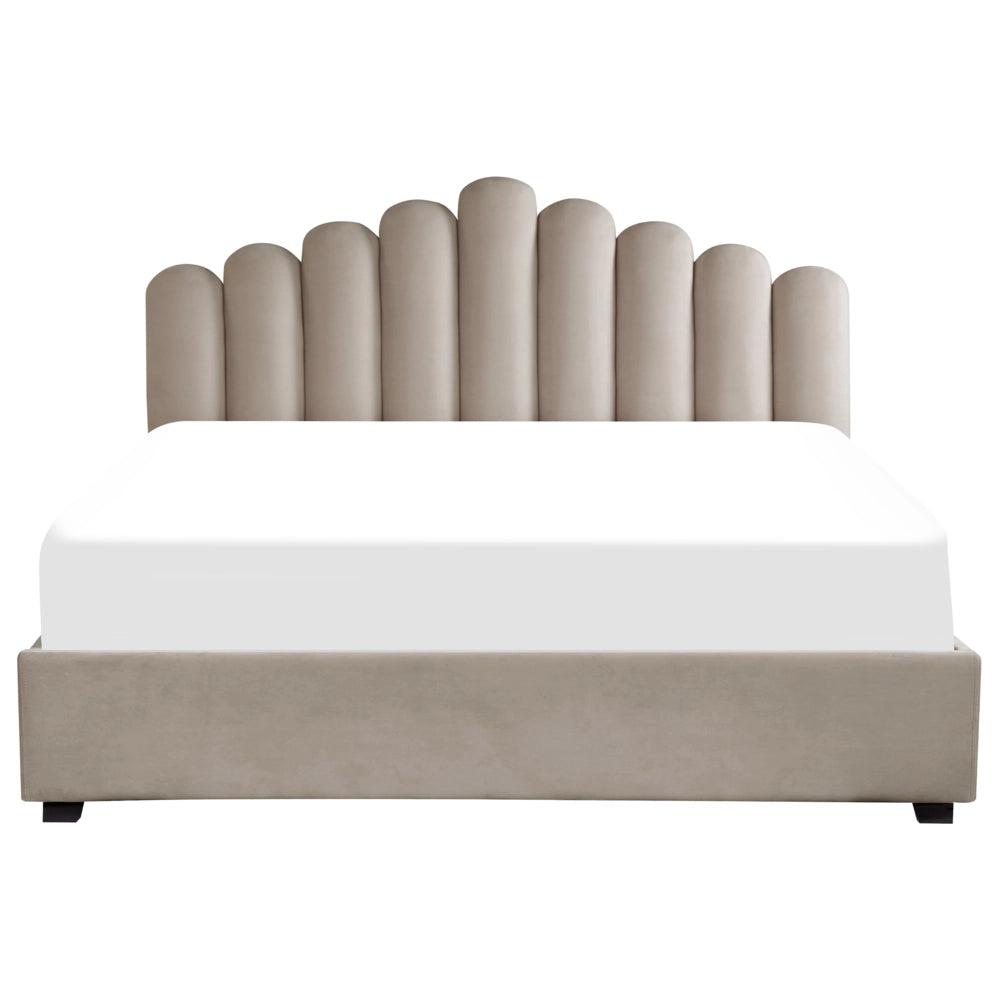 Letto contenitore Taupe velluto Super King Size 6 piedi Sea Shell testiera a doghe 180 x 200 cm