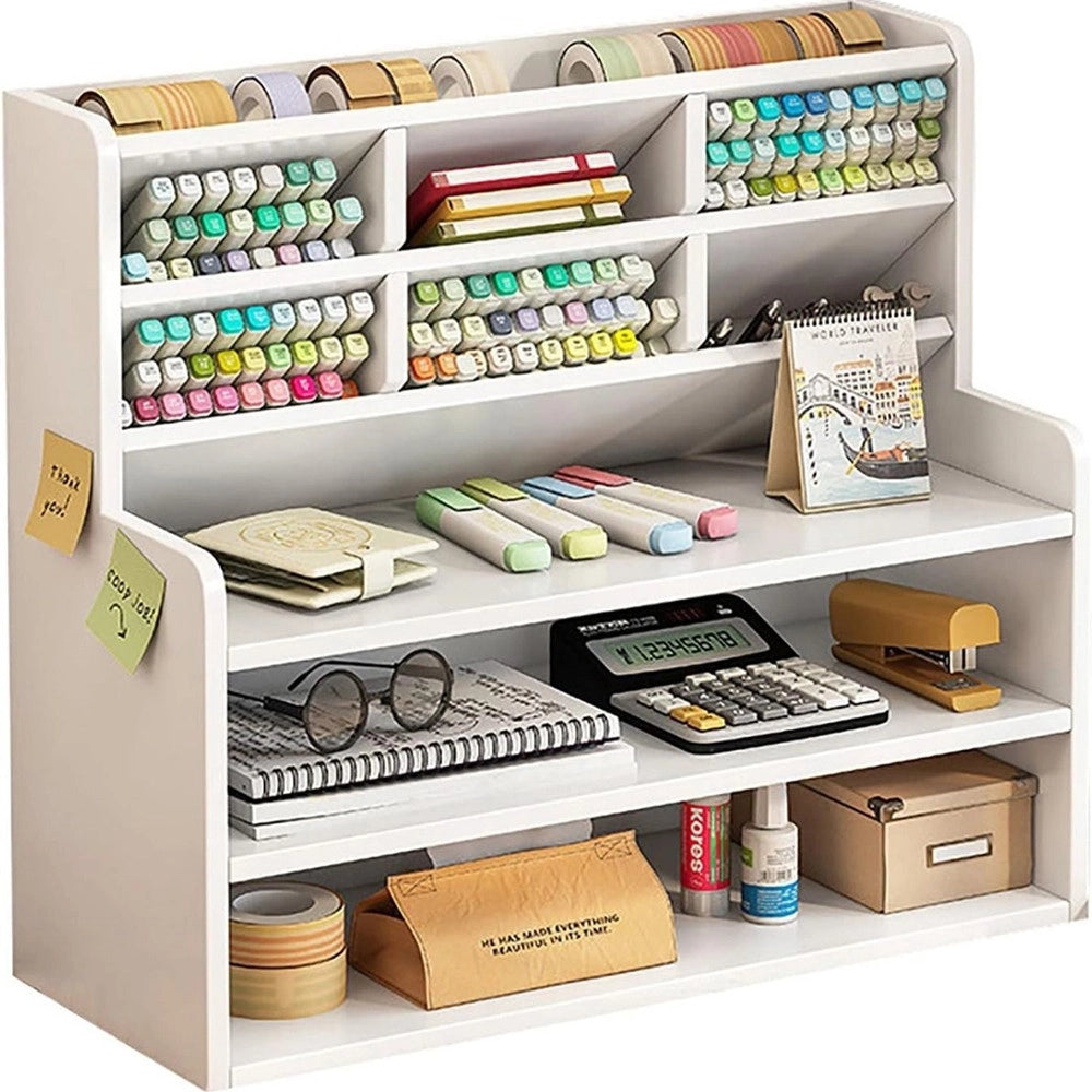 Trade Shop - Organizer Da Scrivania Multiuso In Legno Per Cameretta Bambini Scaffale Multifunzionale -