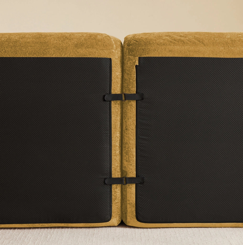 Divano modulare senza struttura in ciniglia giallo 358 × 171 × 76 cm