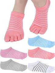 Calze per piedi - Donna - calze per piedi - calze per dita - calze - calze per dita - Donna - 5 paia - Calze yoga - Tessuto liscio - Senza cuciture fastidiose - Calze per runner - 5 paia - Calze yoga - a strisce