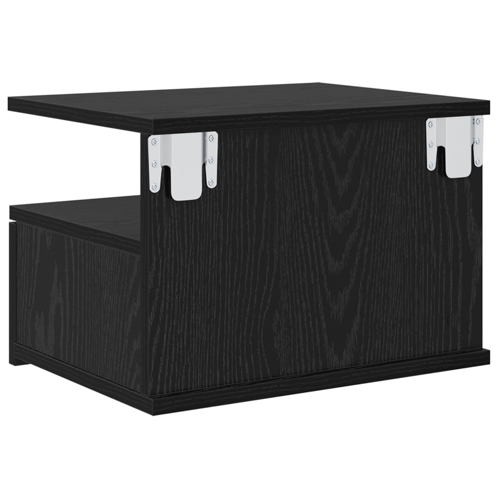 Comodino Sospeso Rovere Nero 40x31x27 cm Legno ingegnerizzato