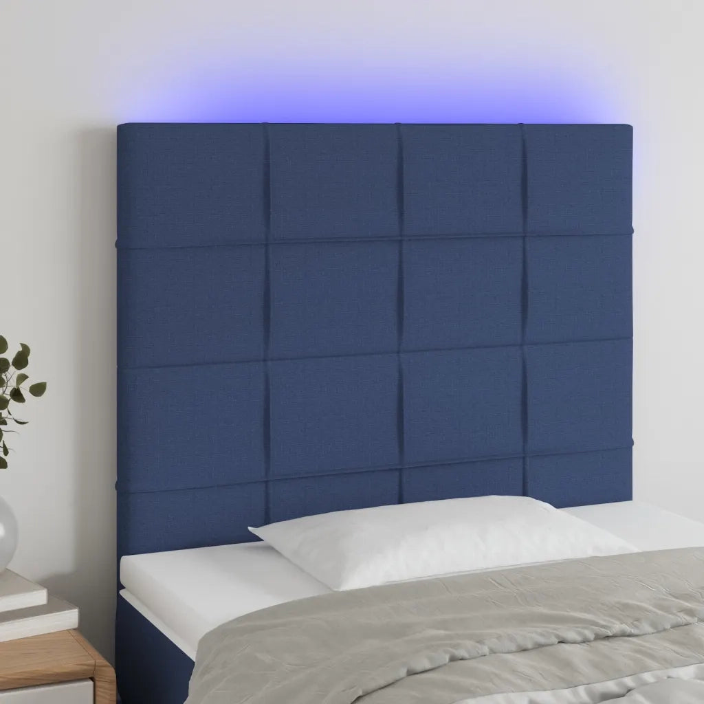 Testiera a LED Blu 80x5x118/128 cm in Tessuto
