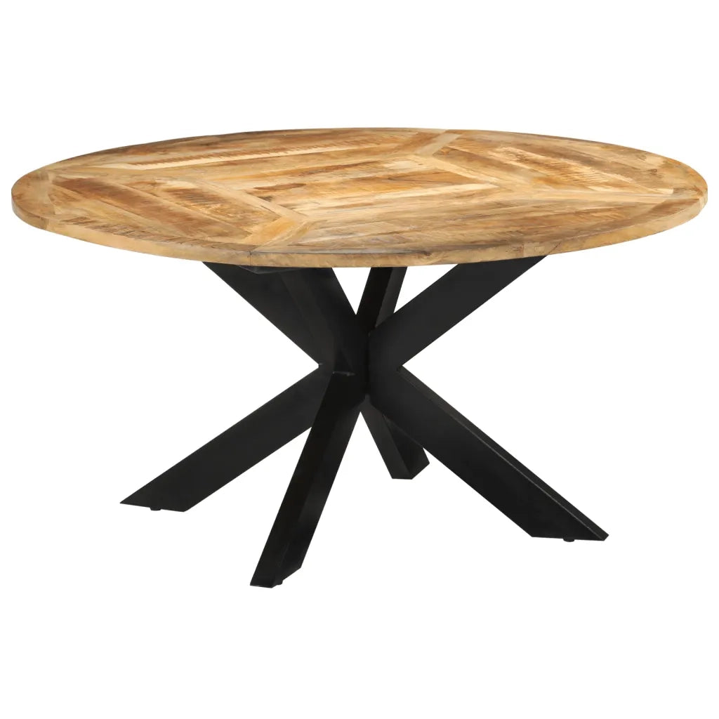 Tavolo da Pranzo Ã˜150x76 cm in Legno Grezzo Massello di Mango