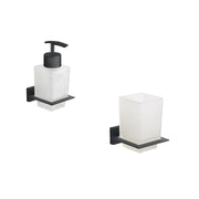 Set da bagno 2 accessori nero opaco: dispenser e porta spazzolino | Arch