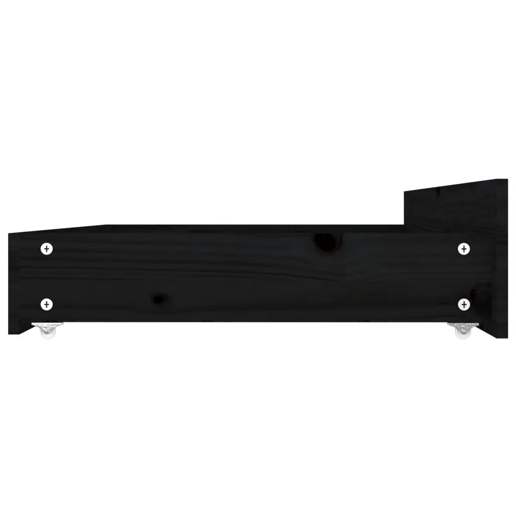 Cassettoni da Letto 4 pz in Legno Massello di Pino Nero