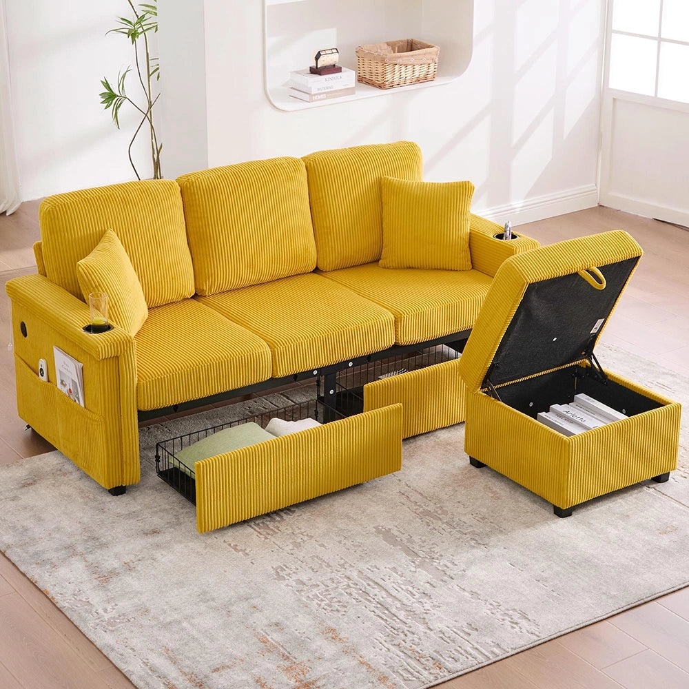 Divano letto 2 posti moderno - Xylo - Regolabile, USB, gambe metalliche, multifunzione