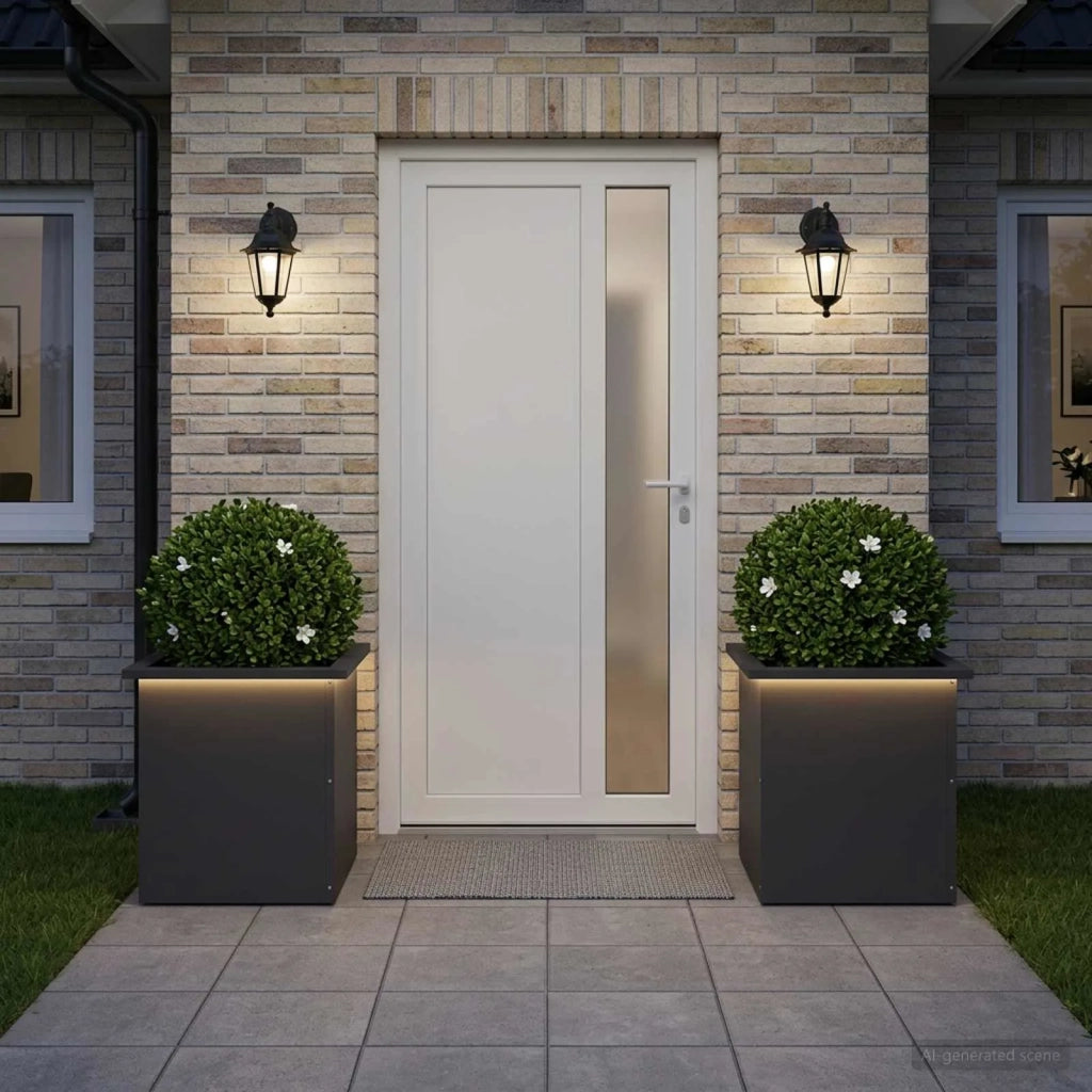 Fioriera da giardino con LED 2 pz Nero 40 x 40 x 40 cm Acciaio 8008127