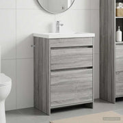 Mobiletto da Bagno Sotto Lavabo Sonoma grigio 56 x 37,5 x 81 cm 890733