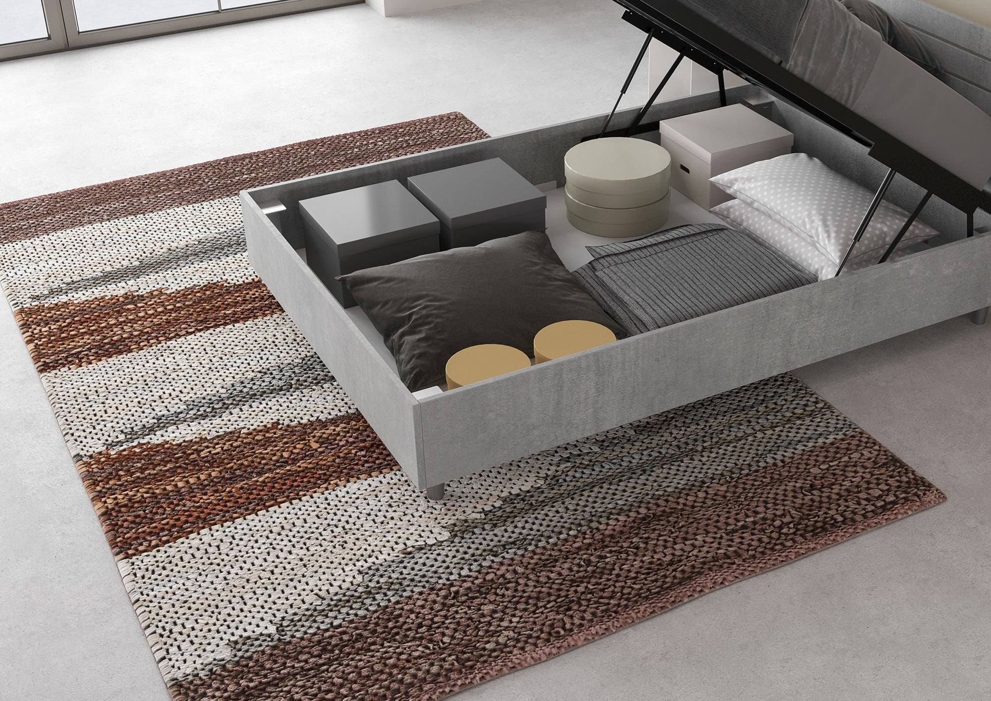 Letto 1 Piazza e Mezzo 120x190 cm Senza Rete Demas Testata Inclinata Cemento