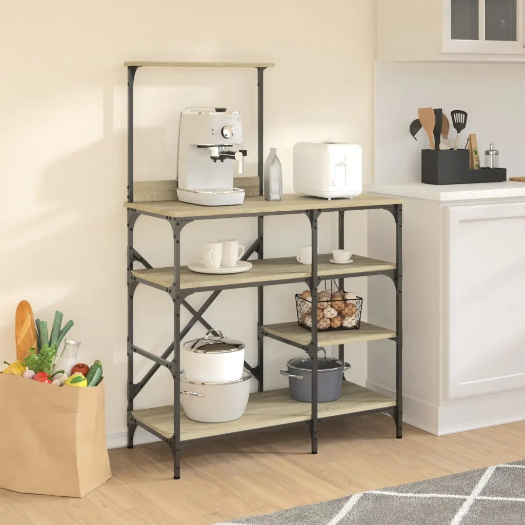 Mobile Cucina-Armadio da cucina Rovere Sonoma 90x40x132 cm Multistrato e Metallo
