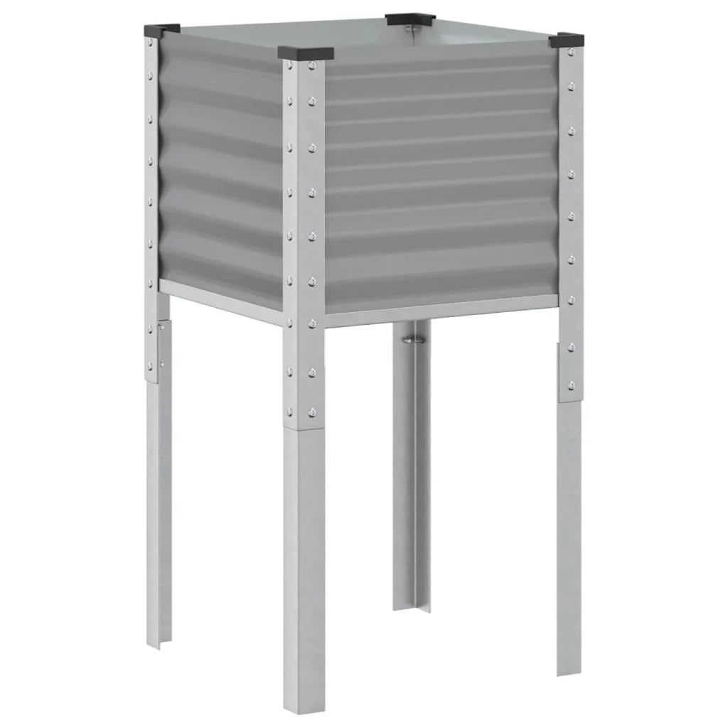 Fioriera rialzata per piante e fiori terrazza giardino 45 x 45 x 88 cm acciaio grigio 02_0037614
