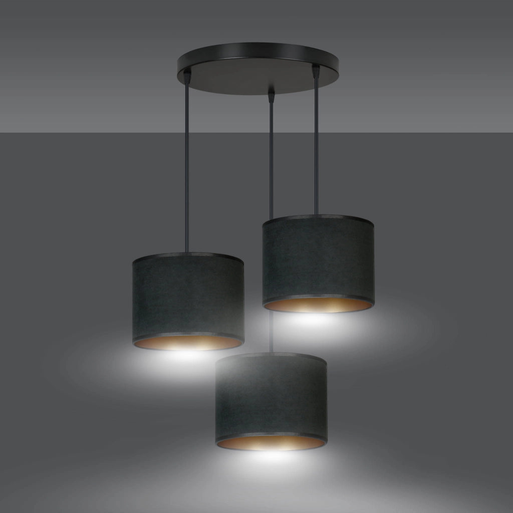Lampadario Emibig Hilde 3 Premium 3xE27 nero oro tessuto