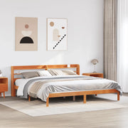 Giroletto con Testiera Marrone Cera 200x200 cm Massello Pino 3306563