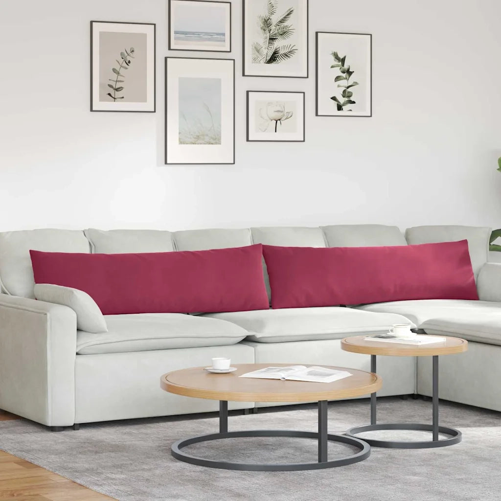 Cuscini da Divano 2 pcs Rosso Vino 145 x 40 cm Tessuto in Cords 42013847