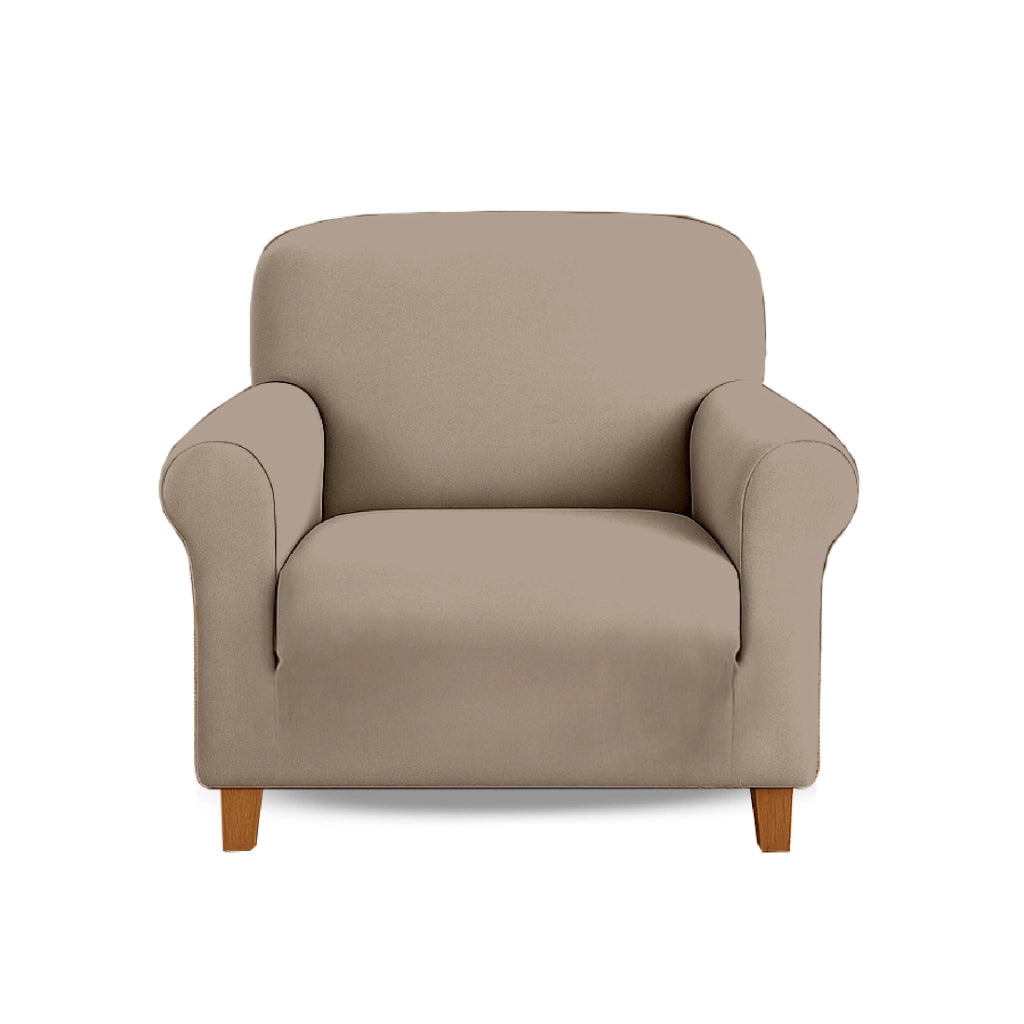 Copridivano In Velluto Elegante Impermeabile Tessuto Elasticizzato Antimacchia Copripoltrona Salva Divano Due Tre Posti Cover Sofà Universale Certificato Oekotex Antigraffio Animali  Tortora - Copripoltrona