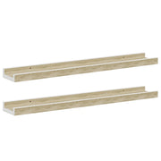 2 pz Mensole da Parete | Scaffali a Parete | Ripiano a parete Bianco e Rovere Sonoma 60x9x3 cm