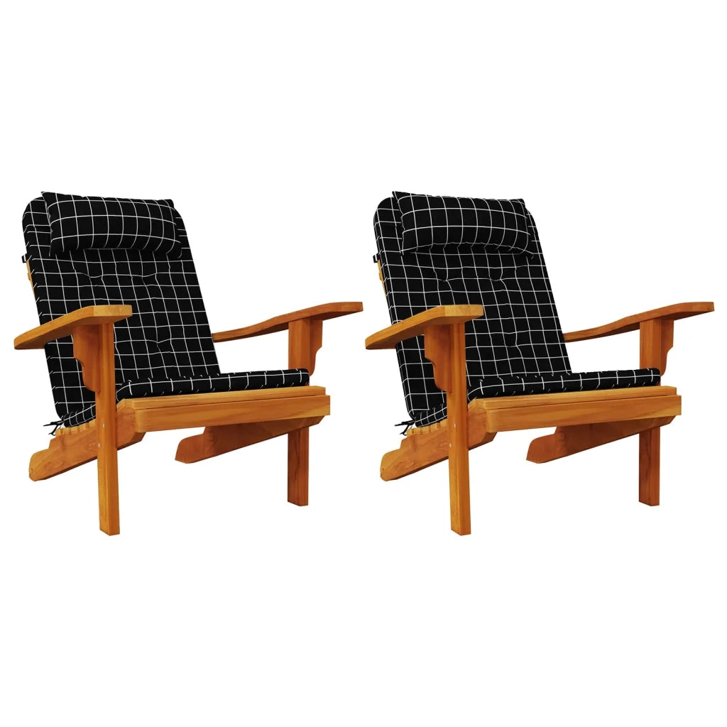 Cuscini Sedia Adirondack 2 pz a Quadri Neri in Tessuto Oxford 361846
