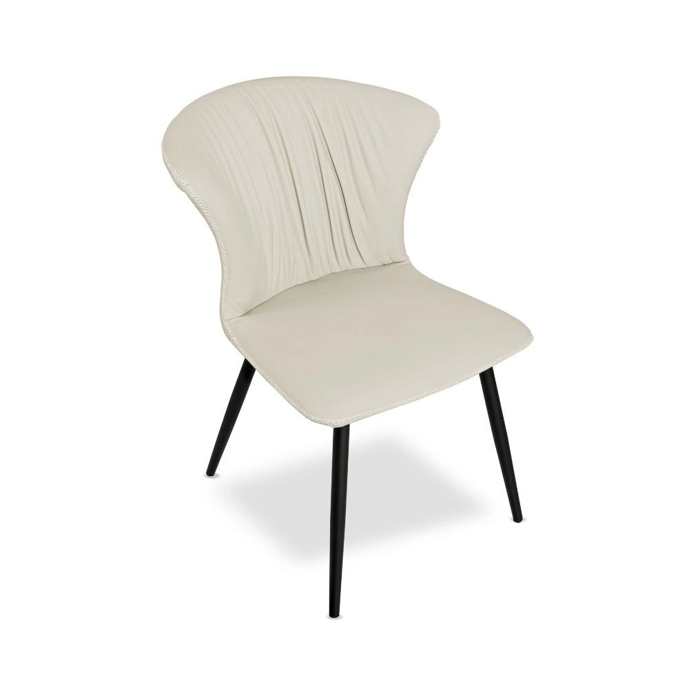 Set 2 Sedie con gambe in metallo nero e schienale avvolgente beige Core